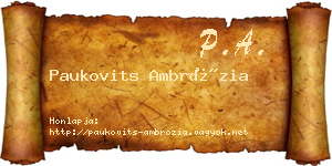 Paukovits Ambrózia névjegykártya
